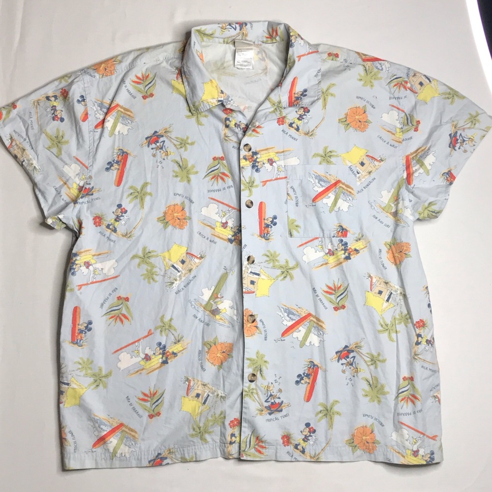 Disney Tropical Print Men’s 2X Button down Shirt